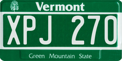VT license plate XPJ270