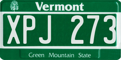 VT license plate XPJ273