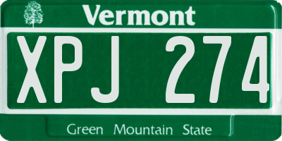 VT license plate XPJ274