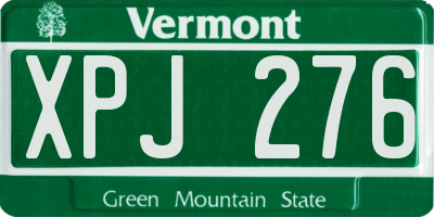 VT license plate XPJ276