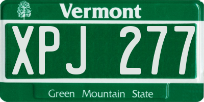 VT license plate XPJ277