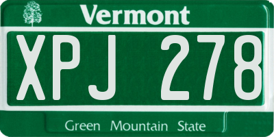 VT license plate XPJ278