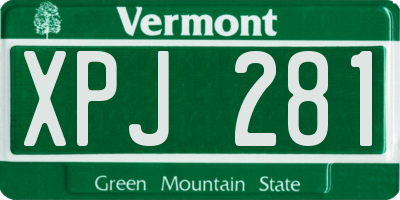 VT license plate XPJ281