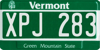 VT license plate XPJ283