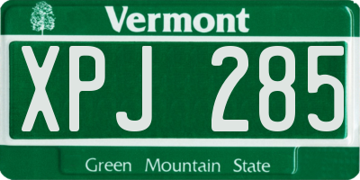 VT license plate XPJ285