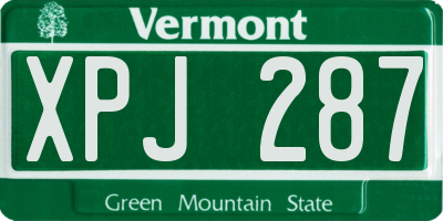 VT license plate XPJ287