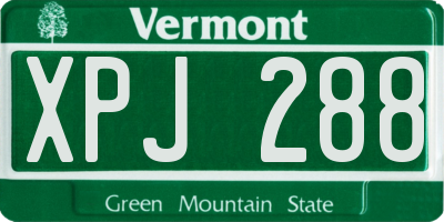 VT license plate XPJ288