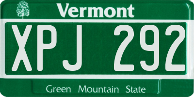 VT license plate XPJ292