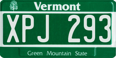 VT license plate XPJ293