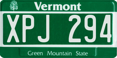 VT license plate XPJ294