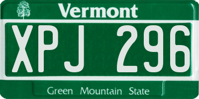 VT license plate XPJ296