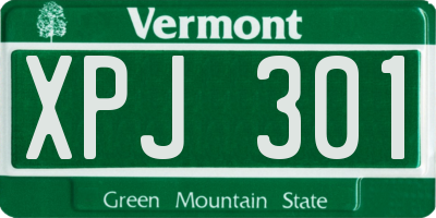 VT license plate XPJ301