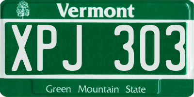 VT license plate XPJ303