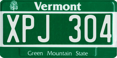 VT license plate XPJ304