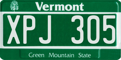 VT license plate XPJ305
