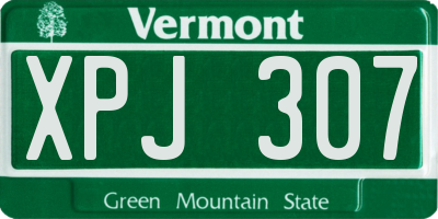 VT license plate XPJ307