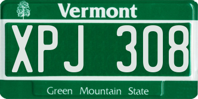 VT license plate XPJ308