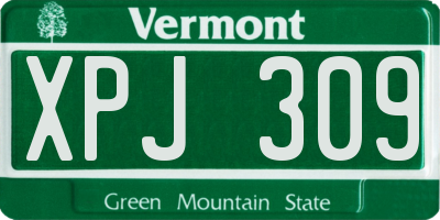 VT license plate XPJ309