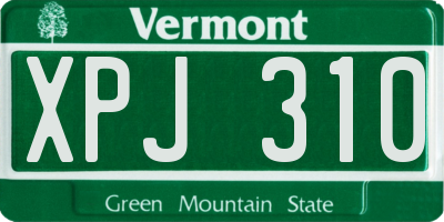 VT license plate XPJ310