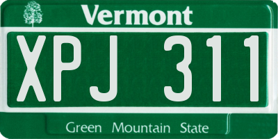 VT license plate XPJ311