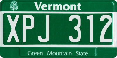 VT license plate XPJ312