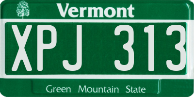 VT license plate XPJ313