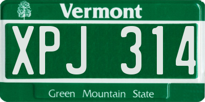 VT license plate XPJ314