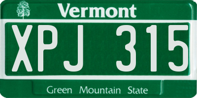 VT license plate XPJ315