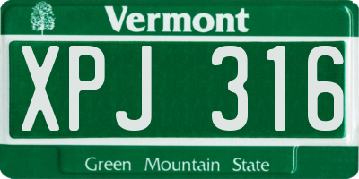 VT license plate XPJ316