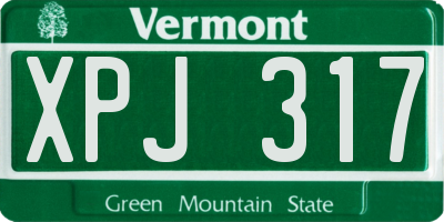 VT license plate XPJ317