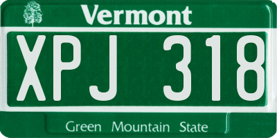 VT license plate XPJ318