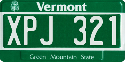 VT license plate XPJ321
