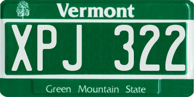 VT license plate XPJ322