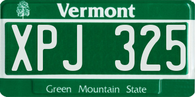 VT license plate XPJ325