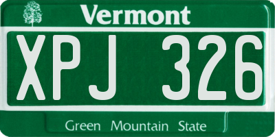 VT license plate XPJ326