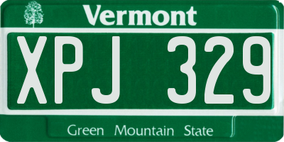VT license plate XPJ329