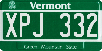 VT license plate XPJ332