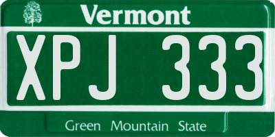 VT license plate XPJ333