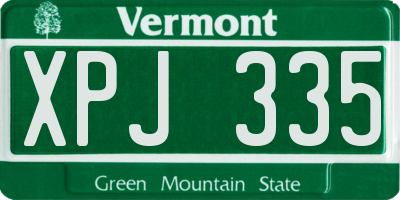 VT license plate XPJ335