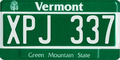VT license plate XPJ337