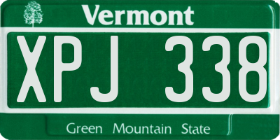 VT license plate XPJ338