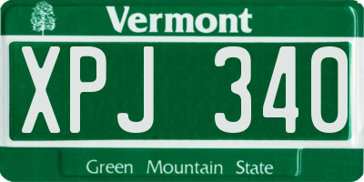 VT license plate XPJ340