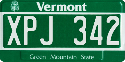 VT license plate XPJ342