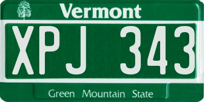 VT license plate XPJ343