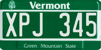 VT license plate XPJ345