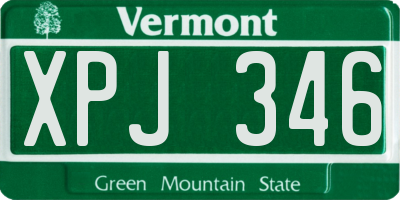 VT license plate XPJ346