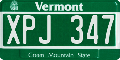 VT license plate XPJ347