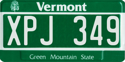 VT license plate XPJ349