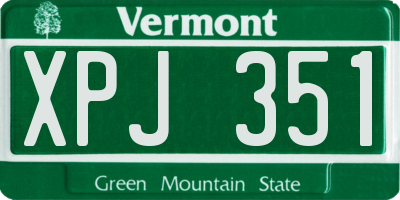 VT license plate XPJ351