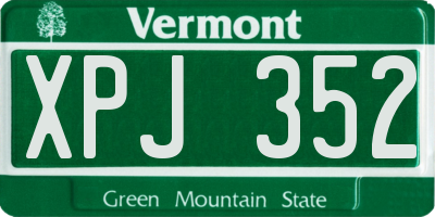 VT license plate XPJ352